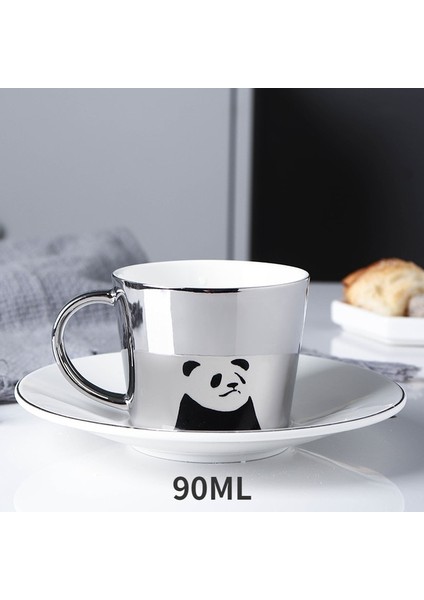 Ayı Kedi Y 90 ml 90/230 cm Ins Ayna Yansıma Yaratıcı At Anamorfik Fincan Ayna Yansıma Fincan Sinek Kuşu Kupa Kahve Çay Seti Coaster ile (Yurt Dışından)