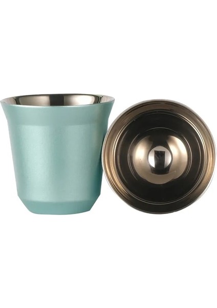 Flaş Yeşil - 2 Adet 160ML 2 Adet Çift Katmanlı Haşlanma Önleyici Paslanmaz Çelik Kahve Fincanı Espresso Fincan Vakum Bardak Toz Alıcı Süt Sürahisi Kahve Coffeeware (Yurt Dışından)