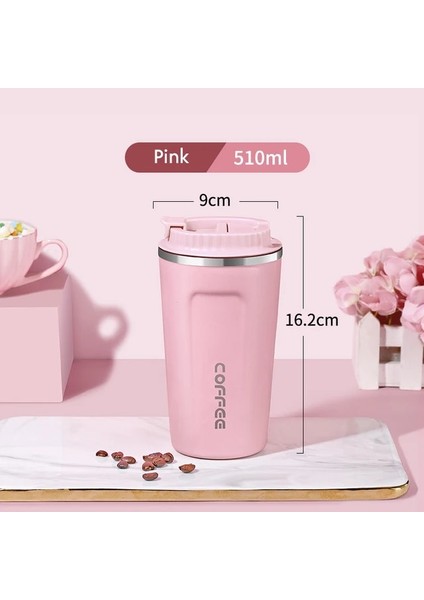 510ML Pembe Xiaomi 80/510ML Paslanmaz Çelik Kahve Kupa Sızdırmaz Termos Seyahat Termal Termos Yalıtımlı Bardak Süt Çay Su Şişesi (Yurt Dışından)