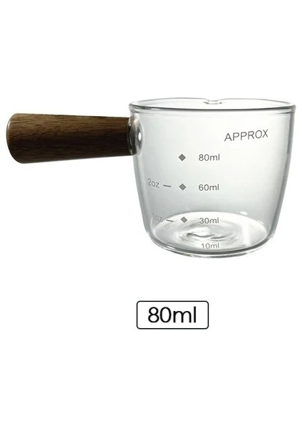 80ML 50/75/100ML Ahşap Saplı Cam Espresso Ölçüm Kabı Çift/tek Ağızlı Süt Kahve Malzemeleri Mutfak Mini Ölçü Kahve Fincanları (Yurt Dışından)
