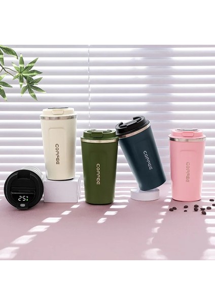 Siyah 510 ml Kahve Kupa Araba Termos Kupa Leak_proof Seyahat Termo Bardak Çay Su Kahve Termo Cafe 380/510 ml Çift Paslanmaz Çelik (Yurt Dışından) modelleri