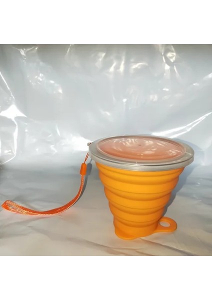 Turuncu 270 ml Taşınabilir Katlanır Bardak Gıda Sınıfı Su Bardağı Seyahat Silikon Geri Çekilebilir Renkli Taşınabilir Açık Kahve Handcup (Yurt Dışından)