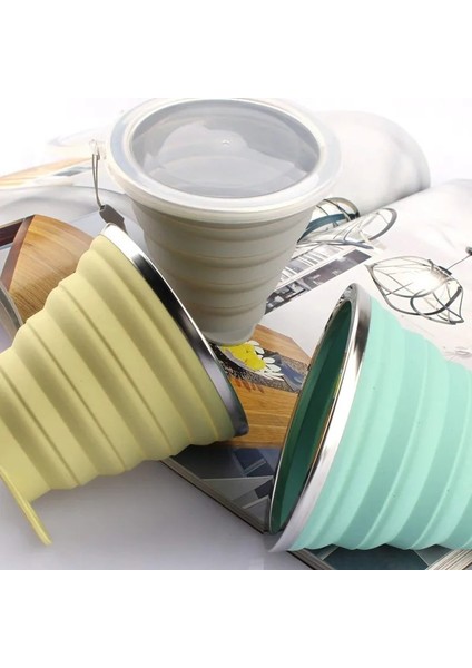 Turuncu 270 ml Taşınabilir Katlanır Bardak Gıda Sınıfı Su Bardağı Seyahat Silikon Geri Çekilebilir Renkli Taşınabilir Açık Kahve Handcup (Yurt Dışından)