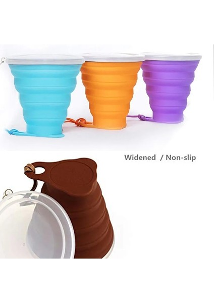Turuncu 270 ml Taşınabilir Katlanır Bardak Gıda Sınıfı Su Bardağı Seyahat Silikon Geri Çekilebilir Renkli Taşınabilir Açık Kahve Handcup (Yurt Dışından)
