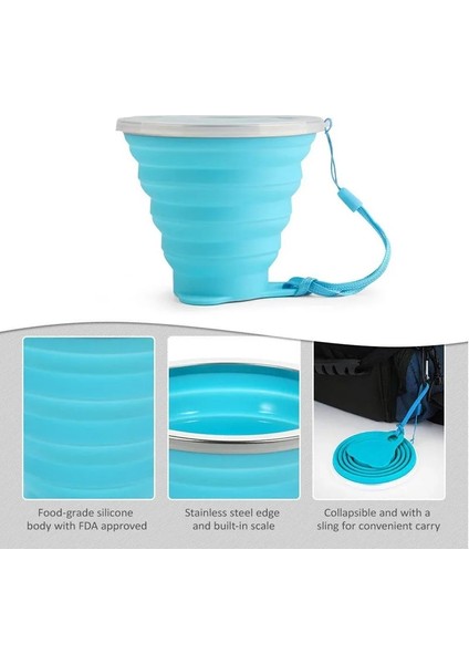 Turuncu 270 ml Taşınabilir Katlanır Bardak Gıda Sınıfı Su Bardağı Seyahat Silikon Geri Çekilebilir Renkli Taşınabilir Açık Kahve Handcup (Yurt Dışından)