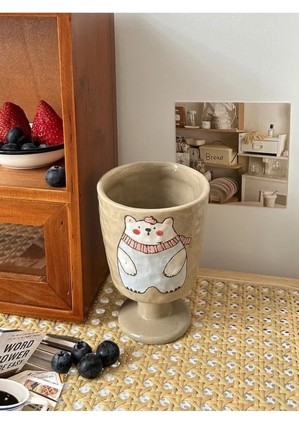 Ayı 350 ml Karikatür Sevimli Seramik Bardak Ev Kahvaltı Yulaf Kupalar Kahve Süt Çay Bardak Tatlı Kase Dondurma Kokteyl Dekorasyon Fincan Drinkware (Yurt Dışından)