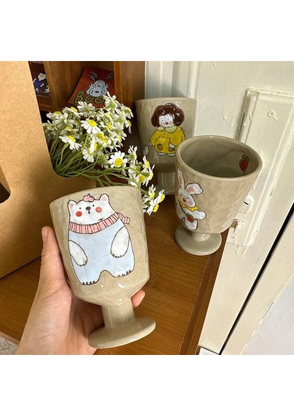 Ayı 350 ml Karikatür Sevimli Seramik Bardak Ev Kahvaltı Yulaf Kupalar Kahve Süt Çay Bardak Tatlı Kase Dondurma Kokteyl Dekorasyon Fincan Drinkware (Yurt Dışından)