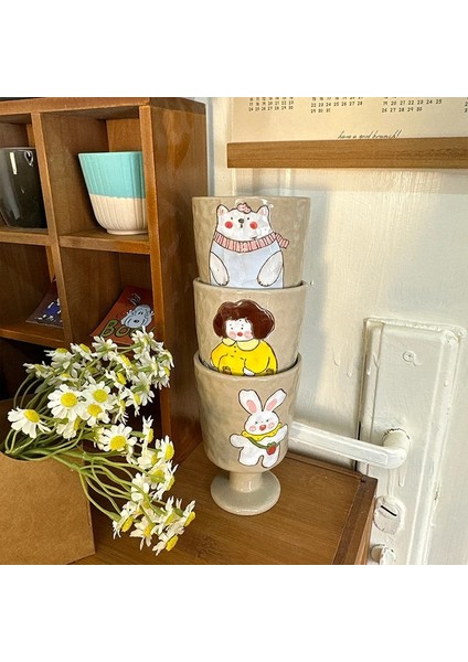 Ayı 350 ml Karikatür Sevimli Seramik Bardak Ev Kahvaltı Yulaf Kupalar Kahve Süt Çay Bardak Tatlı Kase Dondurma Kokteyl Dekorasyon Fincan Drinkware (Yurt Dışından)