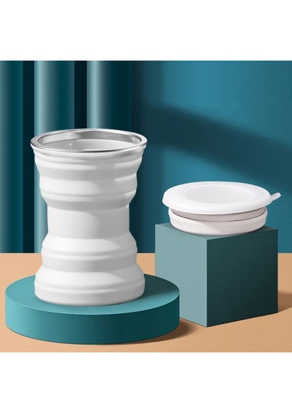 320 ml Yeşim Beyaz Silikon Yaratıcı Fincan Katlanır Bardak Kapaklı Katlanabilir Kupalar Isıya Dayanıklı Kahve Handcup Taşınabilir Teleskopik Içme Kupa (Yurt Dışından)