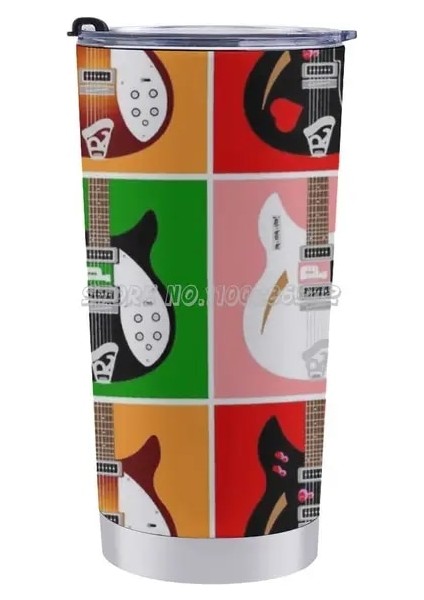 20 Oz Reçel Gitar Seyahat Kahve Kupa 20 Oz Araba Bardak Çay Kahve Su Kupa Mühür Kapaklı Gitar Mod Brit Pop Pop Art (Yurt Dışından)