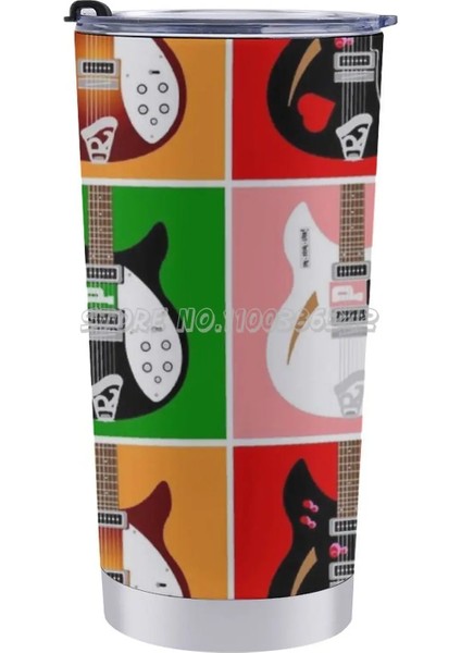 20 Oz Reçel Gitar Seyahat Kahve Kupa 20 Oz Araba Bardak Çay Kahve Su Kupa Mühür Kapaklı Gitar Mod Brit Pop Pop Art (Yurt Dışından)