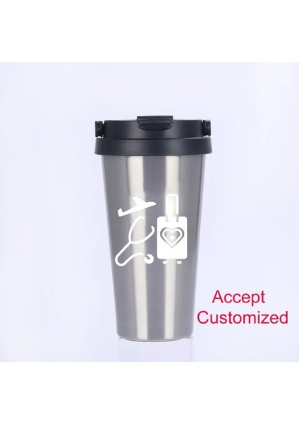 Gümüş Logonuzu Ekleyin Hemşire Paslanmaz Çelik Seyahat Kupa, Sıcak ve Soğuk Su Için Vakumlu Paslanmaz Çelik Çift Duvarlı Yeniden Kullanılabilir Bardak Kahve ve Çay (Yurt Dışından)
