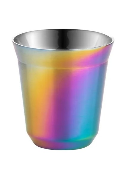 Gökkuşağı 80ML Paslanmaz Çelik Espresso Bardakları Çift Duvarlı Vakum Yalıtımlı, Isıya Dayanıklı Kahve Fincanları Kırılmaz Sapsız Bardak Küçük Bardak (Yurt Dışından)