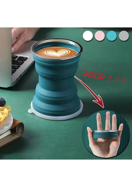 Beyaz 320 ml Taşınabilir Silikon Katlanır Su Bardağı Açık Isıya Dayanıklı Katlanabilir Kapaklı Kupa Katlanabilir Seyahat Içecek Bardakları Kamp Için (Yurt Dışından) indirimleri