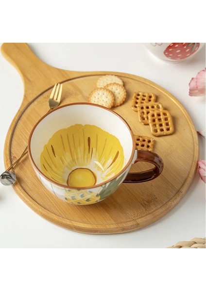 Ananas 301-400ML Meyve Desenli Kupa Yaratıcı Porselen Bardak Erkek ve Kız Öğrenciler Sevimli Içme Fincan Kadın Ev Kahve Süt ve Çay Bardak (Yurt Dışından)