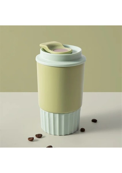 Avokado Yeşili 350ML Kahve Fincanı Paslanmaz Çelik Astar Yeşil Termos Bardak 360ML Büyük Kapasiteli Taşınabilir Bardak Paslanmaz Çelik Su Bardağı Ev Eşyaları Gri (Yurt Dışından)