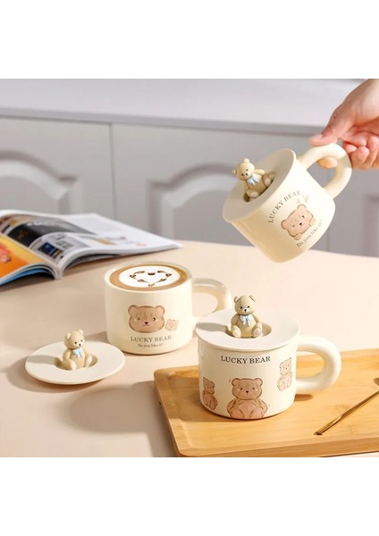 C Yeni Sevimli Karikatür Ayı Kupa Kahve Kulplu Fincan Ev Su Bardağı Yaratıcı Kahvaltı Yulaf Ezmesi Süt Fincan Öğleden Sonra Çay Malzemeleri (Yurt Dışından) fırsatları