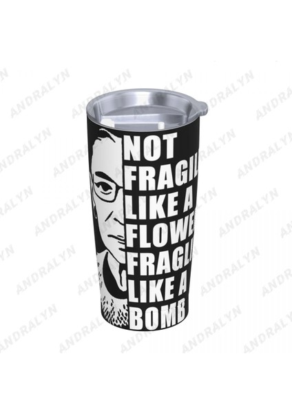 Açık Gri 400-600 ml Bir Çiçek Gibi Kırılgan Değil Ama Bir Bomba Kahve Tumbler Için Taşınabilir Saplı Paslanmaz Çelik Termos Bardak (Yurt Dışından)
