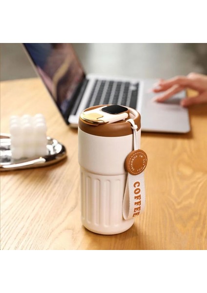 Kırmızı 400-600 ml 1 Adet 316 Dikişsiz Astar Paslanmaz Çelik Kahve Kupa Akıllı LED Sıcaklık Göstergesi Ekranı, 450 ml Taşınabilir Sızdırmaz Kahve Fincanı (Yurt Dışından)