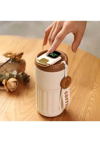 Kırmızı 400-600 ml 1 Adet 316 Dikişsiz Astar Paslanmaz Çelik Kahve Kupa Akıllı LED Sıcaklık Göstergesi Ekranı, 450 ml Taşınabilir Sızdırmaz Kahve Fincanı (Yurt Dışından)