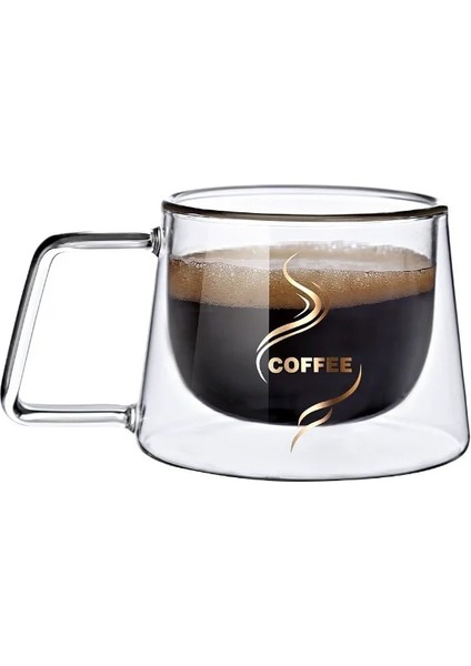 Kaşık ve Kapaklı 200ML 200ML Şeffaf Çift Yalıtımlı Cam Bardak Ev Cam Bardak Kupa Kahve Fincanı Yüksek Güzellik Ev Erkek ve Kız Su Bardağı (Yurt Dışından)