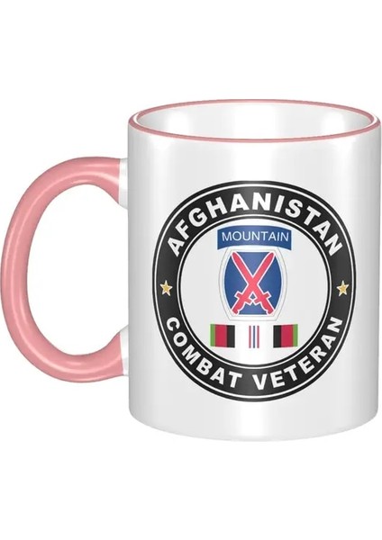 Pembe 11 Oz Seramik Kahve Kupaları Çay Bardağı 10TH Dağ Bölümü Afganistan Savaş Kıdemli Çıkartması Eski Asker Için En Iyi Hediye (Yurt Dışından)