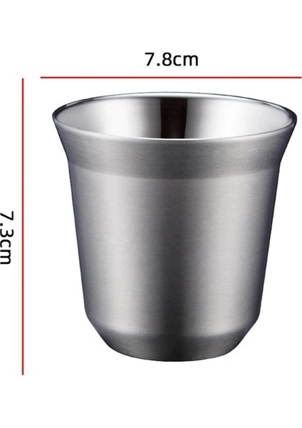 02 L 304 Çift Katmanlı Paslanmaz Çelik Kahve Fincanı 51-100ML Yalıtımlı Bardak Bağlantılı Toz Bardak Kahve Kapsül Bardak Kolay Temizlenir (Yurt Dışından)