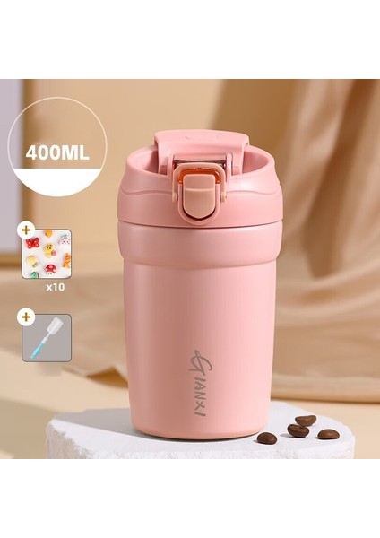 Pembe ve Etiket Paracıty Paslanmaz Çelik Kahve Fincanı 380 ml Plastik Termos Kupa Sızdırmaz Termos Seyahat Termal Etiket Fincan Kahve Seti (Yurt Dışından)