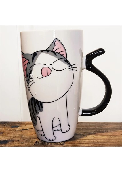 580ML 4 400-600ML Drinkware Kedi Kupa Seramik ve Çömlekçilik Hediyeler Kahve Fincanları Japon Tarzı Özgünlük Sevimli Fincan 1 Adet Seramik Tazas (Yurt Dışından)