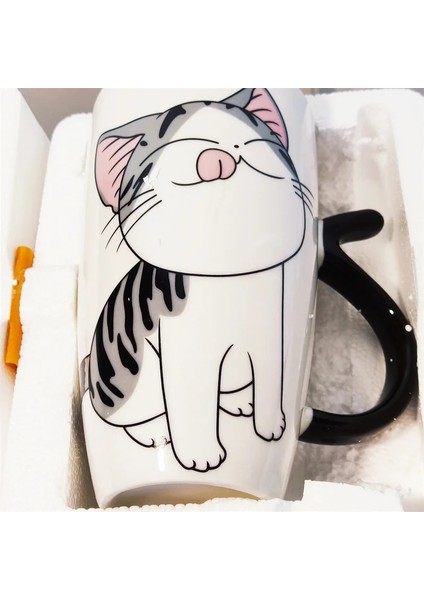 580ML 4 400-600ML Drinkware Kedi Kupa Seramik ve Çömlekçilik Hediyeler Kahve Fincanları Japon Tarzı Özgünlük Sevimli Fincan 1 Adet Seramik Tazas (Yurt Dışından)