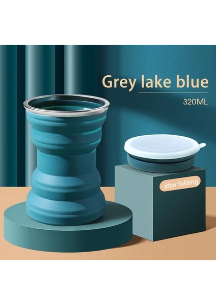 Mavi Silikon Katlanır Su Bardağı Taşınabilir Teleskopik Kapaklı Bardak Açık Isıya Dayanıklı Katlanabilir Kupa Katlanabilir Seyahat Içme Bardağı (Yurt Dışından)