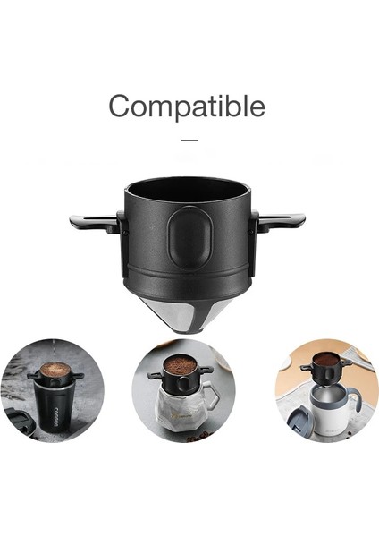 Siyah 350 ml Kahve Aksesuarları Kahve Kupa Bardak Seti Filtre Damlatıcı ile Yeniden Kullanılabilir Paslanmaz Çelik Kaşık Sıcak Tutmak Taşınabilir Siyah Beyaz 350 ml (Yurt Dışından) fırsatları