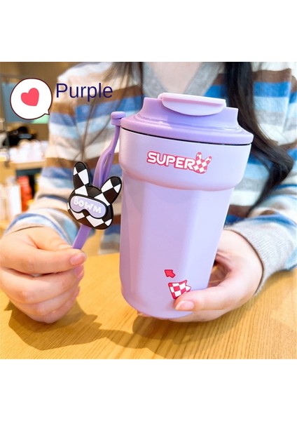 Pembe Kordon -420ML 316 Paslanmaz Çelik Yalıtım Kabı Yüksek Değerli Sevimli Karikatür Su Bardağı Kahve Fincanı Süt Çay Bardağı Sızdırmaz Taşınabilir Açık Bardak (Yurt Dışından)
