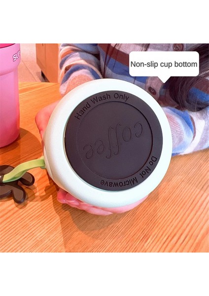 Pembe Kordon -420ML 316 Paslanmaz Çelik Yalıtım Kabı Yüksek Değerli Sevimli Karikatür Su Bardağı Kahve Fincanı Süt Çay Bardağı Sızdırmaz Taşınabilir Açık Bardak (Yurt Dışından)