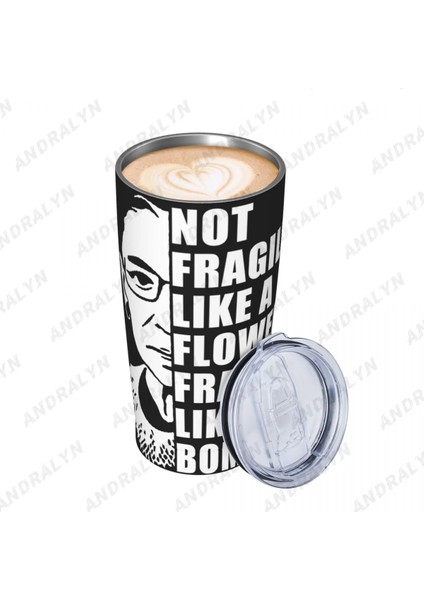 Beyaz 400-600 ml Bir Çiçek Gibi Kırılgan Değil Ama Bir Bomba Kahve Tumbler Için Taşınabilir Saplı Paslanmaz Çelik Termos Bardak (Yurt Dışından)