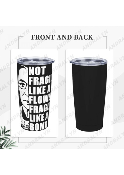 Beyaz 400-600 ml Bir Çiçek Gibi Kırılgan Değil Ama Bir Bomba Kahve Tumbler Için Taşınabilir Saplı Paslanmaz Çelik Termos Bardak (Yurt Dışından)