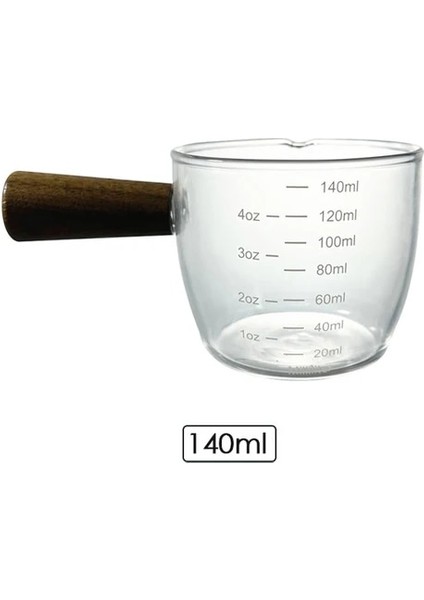 140ML 50/75/100ML Ahşap Saplı Cam Espresso Ölçüm Kabı Çift/tek Ağızlı Süt Kahve Malzemeleri Mutfak Mini Ölçü Kahve Fincanları (Yurt Dışından)