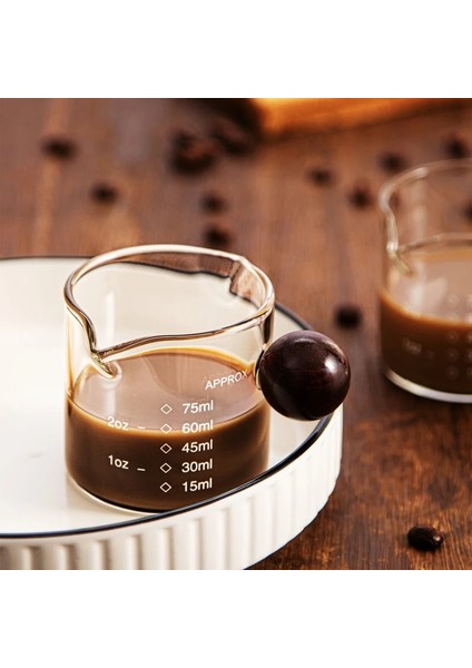 140ML 50/75/100ML Ahşap Saplı Cam Espresso Ölçüm Kabı Çift/tek Ağızlı Süt Kahve Malzemeleri Mutfak Mini Ölçü Kahve Fincanları (Yurt Dışından)