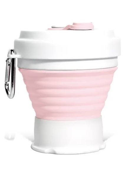 Pembe 350 ml Katlanır Silikon 6 Renk Taşınabilir Silikon Teleskopik Içme Katlanabilir Kahve Fincanı Katlanır Silika Kapaklı Bardak Seyahat (Yurt Dışından)