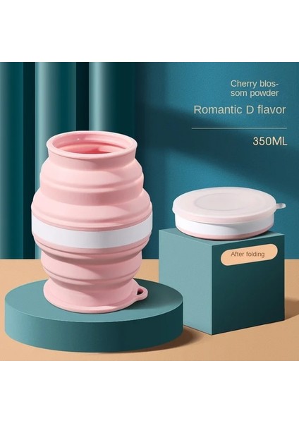 02PINK 320ML Yaratıcı Kökeni Kupası Taşınabilir Silikon Katlanır Kapaklı Bardak Seyahat Yıkama Ağız Bardak Açık Kamp Için Isıya Dayanıklı Su Kahve Fincanı (Yurt Dışından)