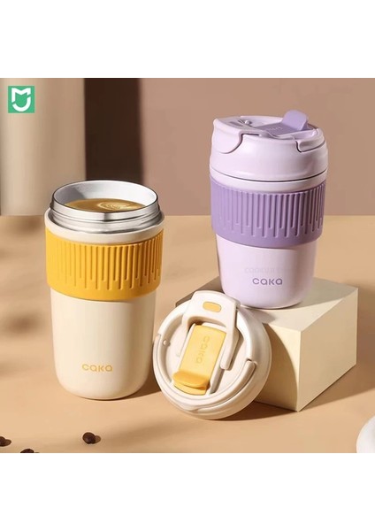 Yeşil 350ML Mijia 350ML/450ML Çift Seramik Kahve Termos Sızdırmaz ve Kaymaz Araba Vakumlu Şişe Seyahat Yalıtım Fincan Su Isıtıcısı (Yurt Dışından)