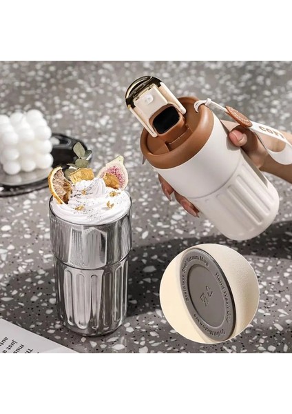 Beyaz Kahve 450 ml Paslanmaz Çelik Kahve Fincanı Akıllı LED Sıcaklık Göstergesi Termos Şişe Kahve Kupa Seyahat Kupa Yalıtımlı Tumbler (Yurt Dışından) modelleri
