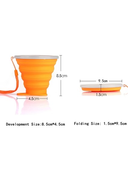 Mor Yenı 270 ml Silikon Katlanabilir Seyahat Tipi Kupa Açık Taşınabilir Katlanır Kamp Kapaklı Bardaklar Kordon Genişletilebilir Içme Copa (Yurt Dışından)