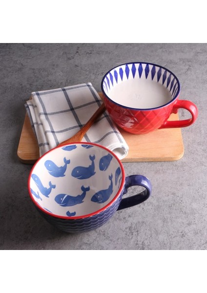 16 400 ml Seramik Kabartmalı Kahve Fincanı Retro Iskandinav Kupa Yaratıcı Öğleden Sonra Çay Kahvaltı Fincan Cafe Renkli El-Boyalı Mutfak (Yurt Dışından)