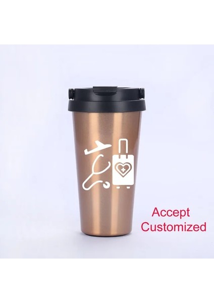 Altın Resimle Aynı Hemşire Paslanmaz Çelik Seyahat Kupa, Sıcak ve Soğuk Su Kahve ve Çay Için Vakum Paslanmaz Çelik Çift Duvarlı Yeniden Kullanılabilir Bardak (Yurt Dışından)
