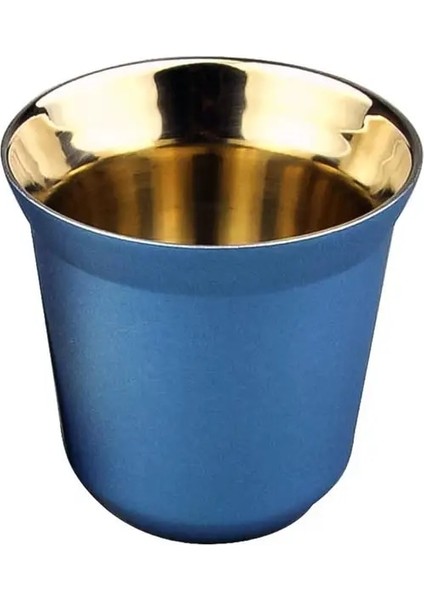 Mavi Çift Duvar Kahve Kupa Bardak Paslanmaz Çelik Sevimli 80 ml Espresso Yalıtım Nespresso Pixie Kahve Kapsül Şekli Termo Kahve Kupaları (Yurt Dışından)