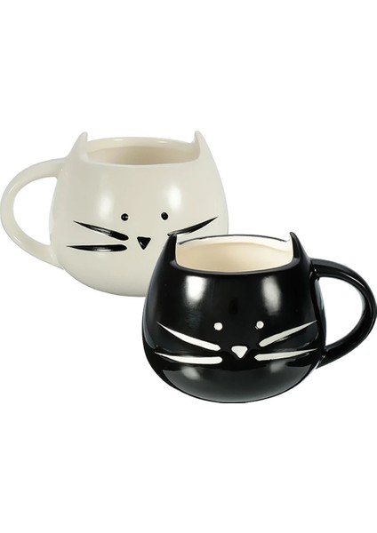 Siyah Kedi Kahve Süt Fincan Hafif Seramik Aşıklar Kupa Çiftler Bardak Festivali Moda 420 ml Güzel Hediye Kı (Yurt Dışından)