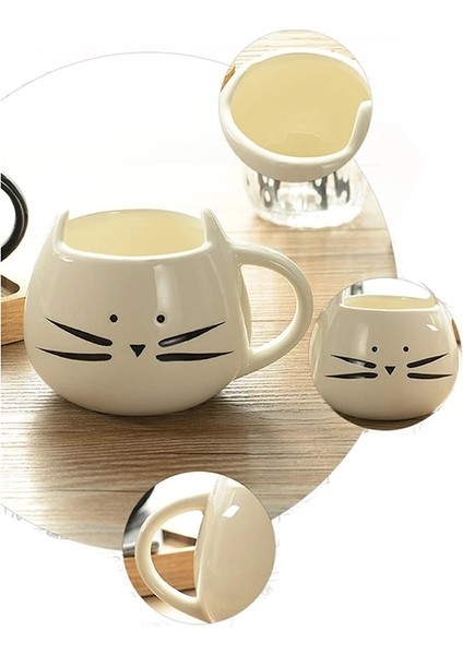 Siyah Kedi Kahve Süt Fincan Hafif Seramik Aşıklar Kupa Çiftler Bardak Festivali Moda 420 ml Güzel Hediye Kı (Yurt Dışından)