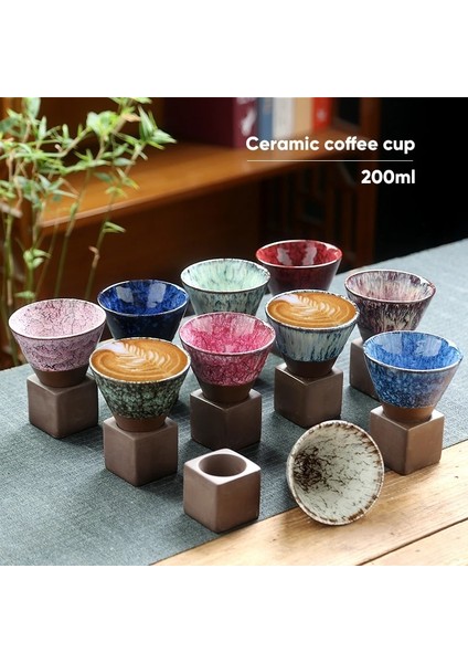 H-1 Adet 200 ml 1 Adet Yaratıcı Retro Seramik Kahve Fincanı Kaba Çömlek Çay Bardağı Japon Latte Çekme Çiçek Porselen Bardak Ev Yeni Çömlekçilik Kupa (Yurt Dışından)