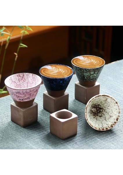 H-1 Adet 200 ml 1 Adet Yaratıcı Retro Seramik Kahve Fincanı Kaba Çömlek Çay Bardağı Japon Latte Çekme Çiçek Porselen Bardak Ev Yeni Çömlekçilik Kupa (Yurt Dışından)